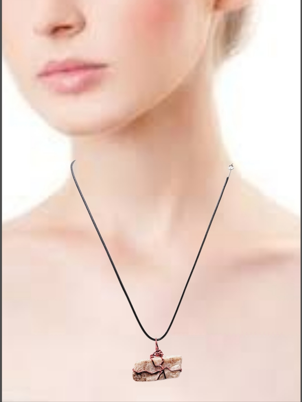 🙋 10/$20.  Raw Rose Quartz Pendant with Cord Necklace NWOT